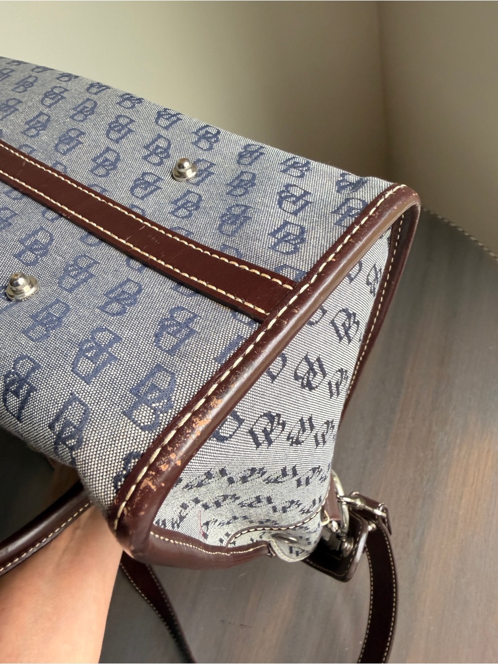 Dooney & Bourke Signature DB Double Pocket Tote w/ Matching Pouch, Pre-Owned - Picture 9 of 15